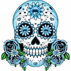 Blue Sugar Skull with Roses